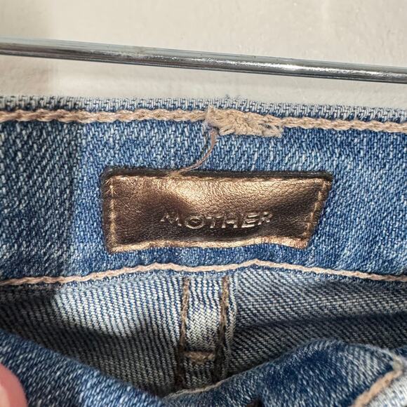 Mother Pixie Dazzler Jean in BEginner's Luck Women 24 Blue Button Fly Cropped - Picture 7 of 8